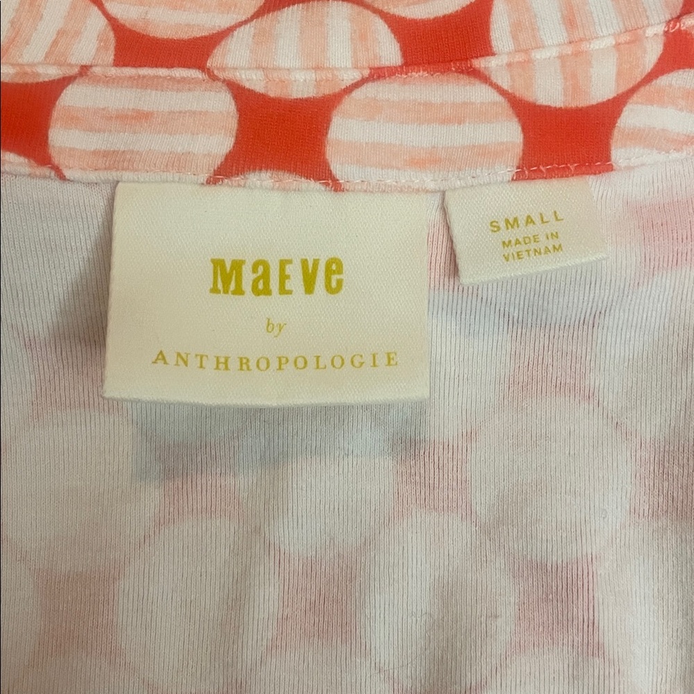 Anthropologie Maeve Ruched Circle Print Button Down Short Sleeve Blouse - Picture 5 of 5
